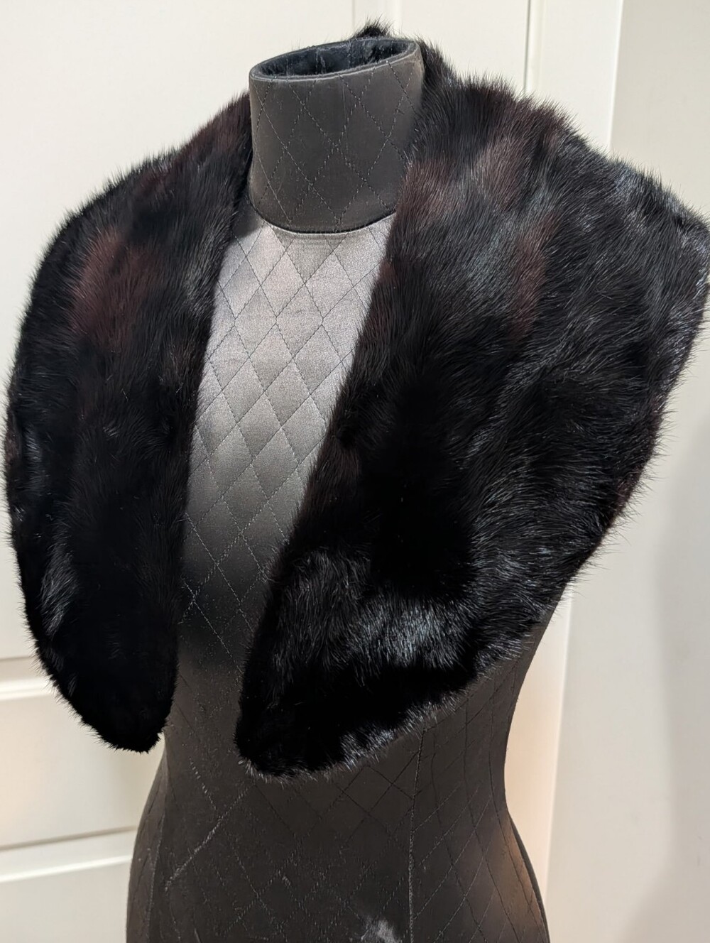 Vintage Authentic Black Mink Fur Stole Mink Scarf Real Fur Shawl Wrap